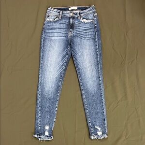 KanCan Faded Blue Distressed Ankle Jeans